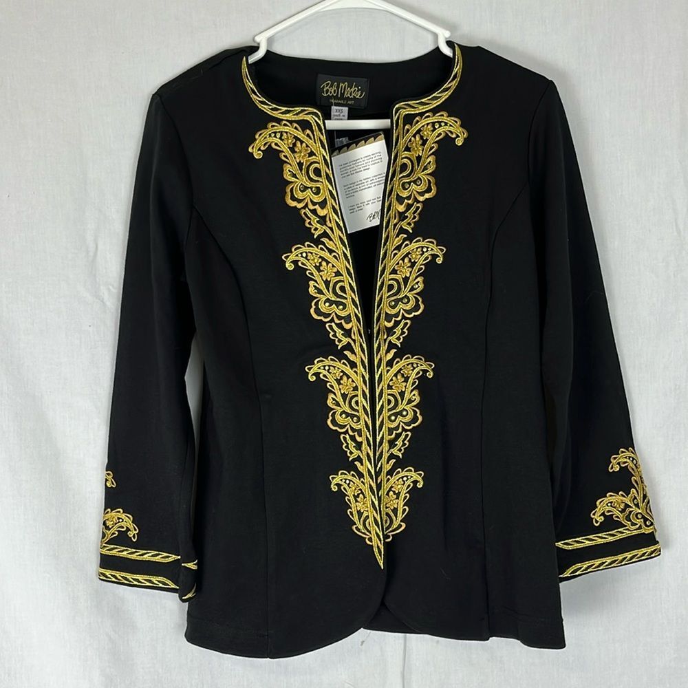 NWT Black & Gold Embroidered Bob Mackie Wearable Art Blazer